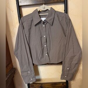 Citizens of Humanity Brown Plaid Button-Up Shirt size S